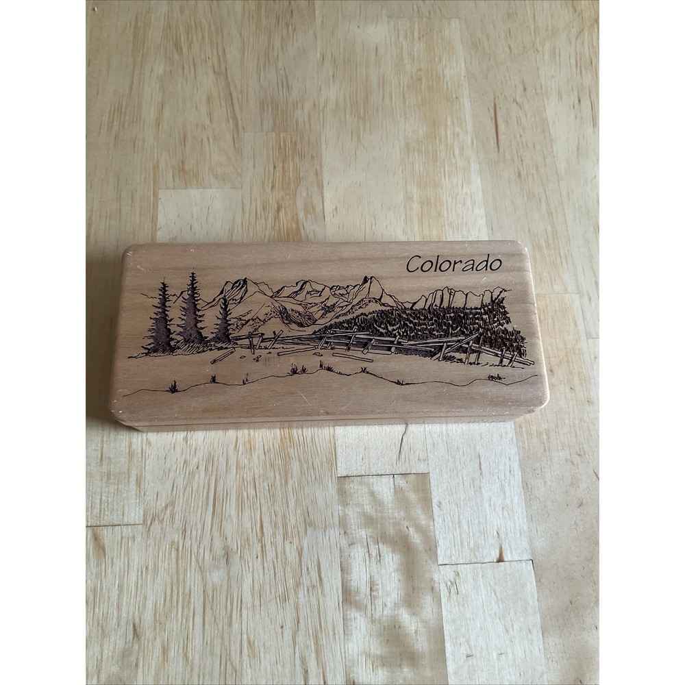 Colorado Mountain Souvenir Wooden Ballpoint‎ Pen and Engraved Wood Case Set